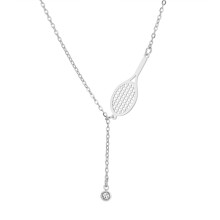 Modische Halskette mit Tennisschläger-Anhänger, tragbar-Silber 2