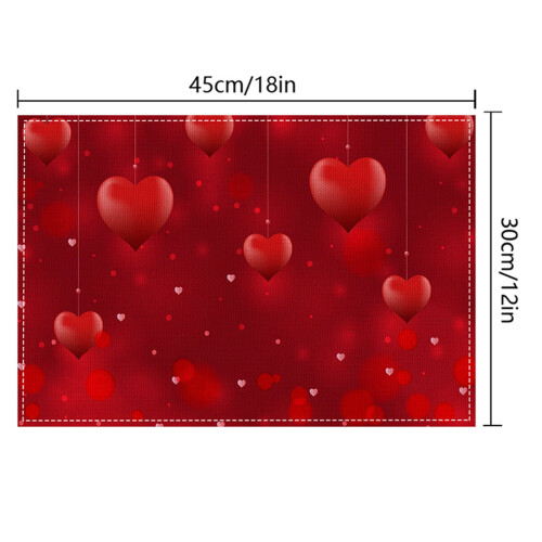 XUNRYAN romantic non-slip insulated placemats red 4-pack 2