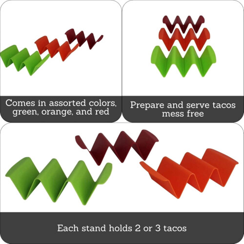 Imusa taco holder stand plastic 3-piece set 2