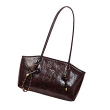 Trendige Retro-inspirierte PU-Handtasche, geräumiges-Kaffee