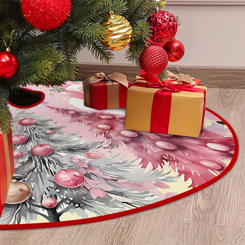 Jupe de sapin de Noël rose 91 cm 1
