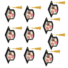 10 stuks Afstudeerhoed Vorm Geschenkverpakking Set Plastic-Zwart