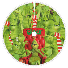 Jupe de sapin de Noël Grinch avec bordure à pompons, 91 cm (36 pouces)