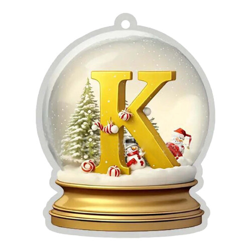 Yellow Crystal Acrylic Christmas Tree Initial Ornament Set 1