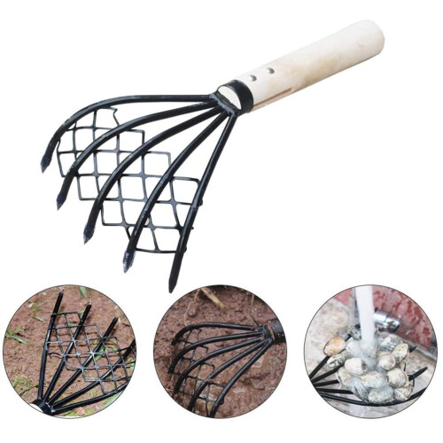 Clam Rake with Mesh Net 5-Tine Long Handle 15 Inch 2