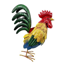 Décoration réaliste de coq et de poulet, panneaux de-jaune bleu
