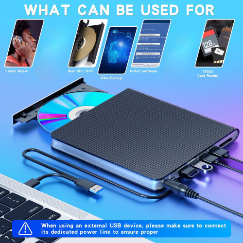 Portable 7 Port External Disc Writer External Disk Drive USB3.0 1