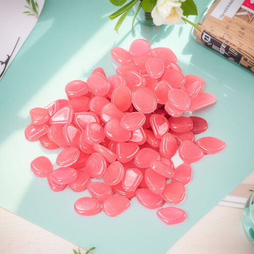 HBASD Glow-in-the-Dark Pebbles Pink 100 pcs