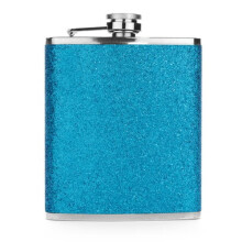 Ljusblå glitterfärgad höftkolv i rostfritt stål 7oz