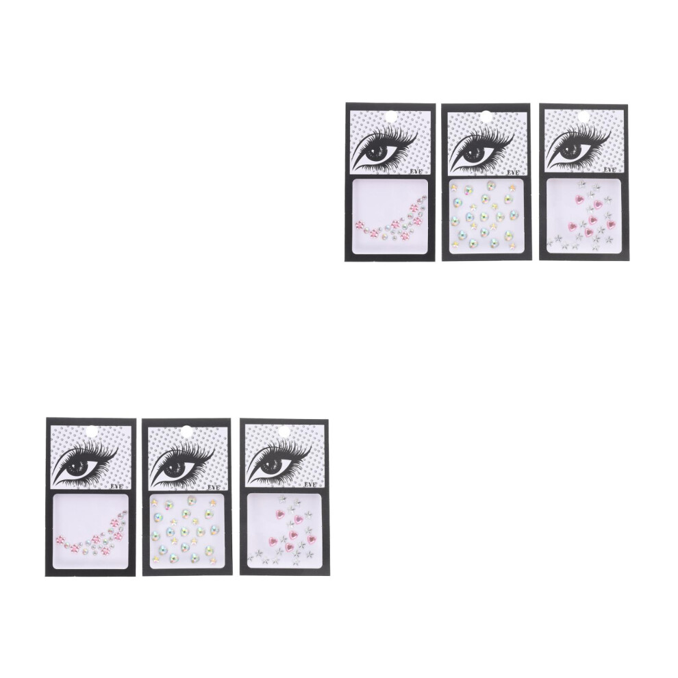 Aboofan 6Sets Resin Self-Adhesive Face Gems Decorative For Women