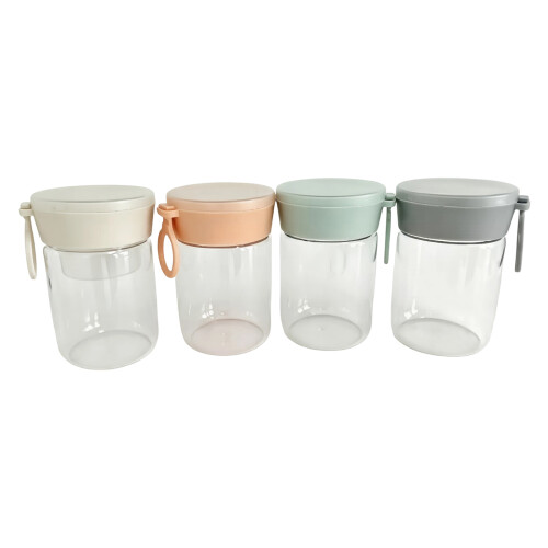 Overnight Oat Container with Lid and Spoon 16Oz-four piece set