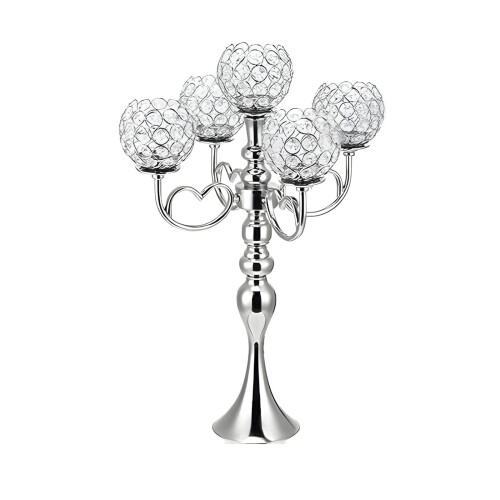Decorative 5 Light Candlestick Traditional Metal-silver