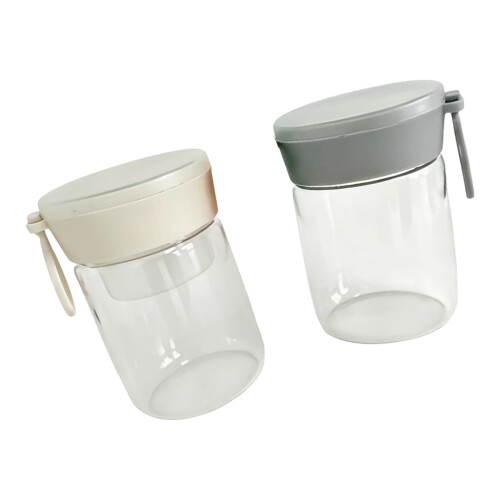 Overnight Oat Container with Lid and Spoon Wide-two piece set