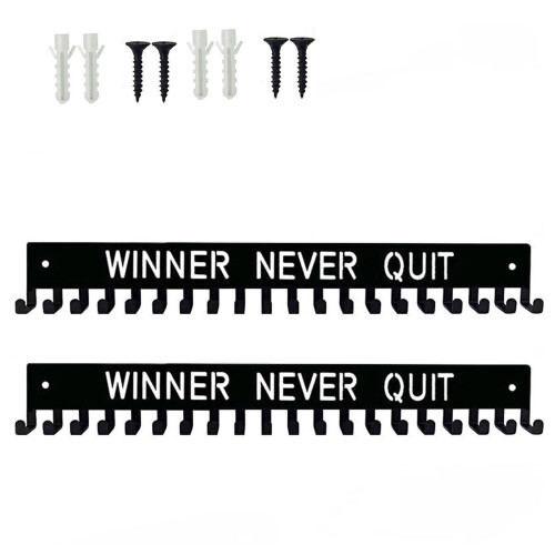 2 Black Steel Hook Panels For Displaying Medals 20 Hooks-3