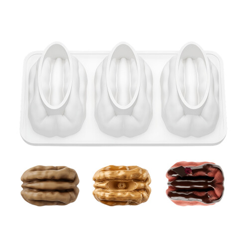 Multifunctionele dessertvormen met 3 holtes Walnotenvorm-Wit