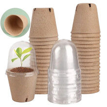 Plant Nursery Pots with Humidity Dome 10 pcs
