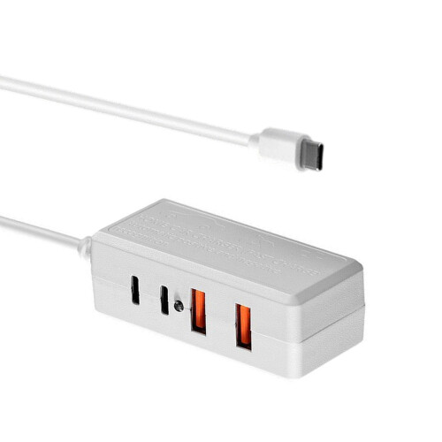 4-Wege-USB-C-Ladeadapter, Stromverteiler mit 2 USB- und 2-1m
