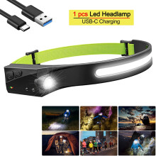 Faro a LED verde, 350 lumen, 1200 mAh, sensore di movimento a 230