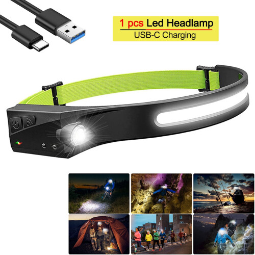 Green LED Headlamp350Lumen1200mAh230 Motion Sensor