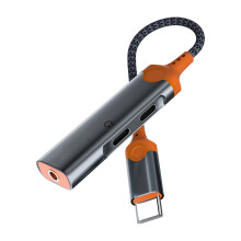 Adaptateur de charge et d'écouteurs de type C à vitesse-Orange