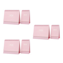 6Stk 2026 Stehkalender Rosa Metall Tischkalender Büro