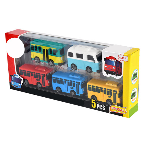 Multicolour Plastic Bus Toys 5 Pcs