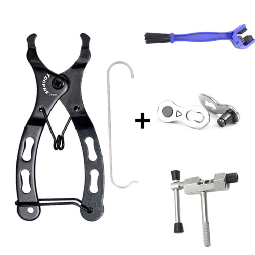 Bike chain link tool with hook and clamp