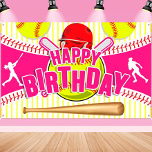 Hyvää syntymäpäivää -banneri softball-teemalla 6x4 jalkaa