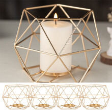 Set di portacandele geometrici dorati, 4 pezzi