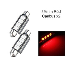 CANBUS LED projektør rød 39mm SV8.5 2-pak