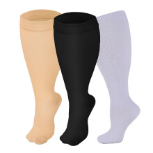 Compression Socks Plus Size 20-30 mmHg Knee High 3 Pairs