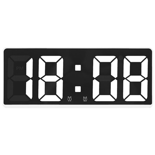 LED Alarm Clock for Student Bedroom White Large Display