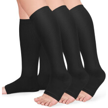 Compressiekousen met open teen, plus size, 20-30 mmHg, 3 paar