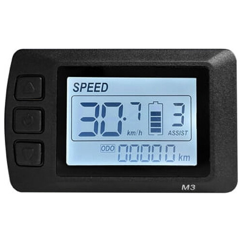 Display LCD-M3 para bicicleta elétrica, 24V, 36V e 48V, com conector SM.