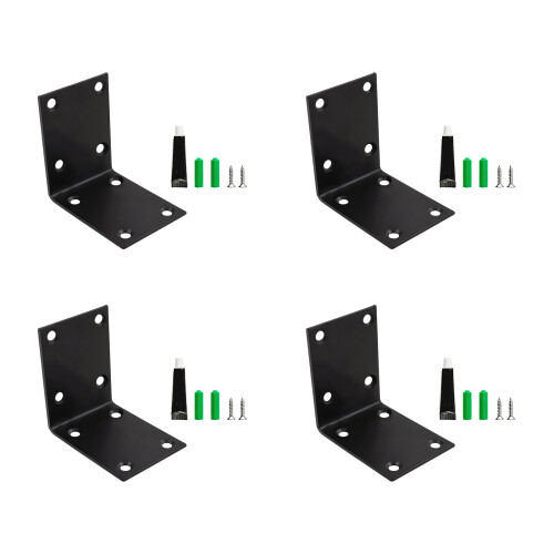 4-teilige Edelstahl-Eckhalterung mit 6 Löchern,-Schwarz 70mm
