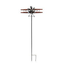 Címulo de vento de metal em formato de avião rústico 3D biplano