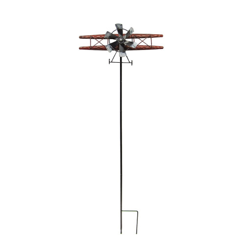 Címulo de vento de metal em formato de avião rústico 3D biplano