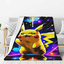 Flísová deka Pikachu, super mäkká a útulná, 204 cm x 152 cm