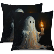 Housses de coussin d'Halloween, bougie fantôme vintage, lot de 2