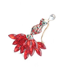 Elegante meermanbroche met fonkelende strasssteentjes,-Rood