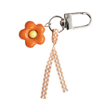 Cute Flower Shaped Keychain With Alloy Acrylic Spring-Orange