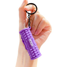 Quirky Yoga Foam Roller Keychain Vibrant Colors Keyrings-Purple