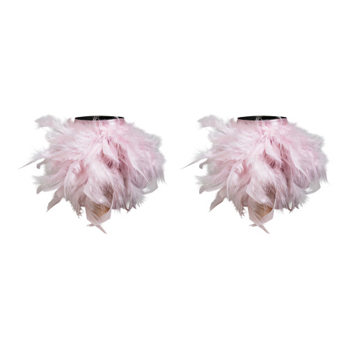 2 Piece Stylish Feather Hand Chain Cuff Bracelets-light pink