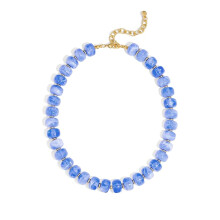 Modern Geometric Pattern Necklace Handmade Resin-Light Blue