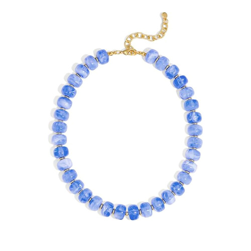 Modern Geometric Pattern Necklace Handmade Resin-Light Blue