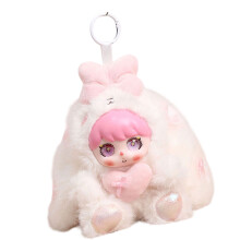 Porte-clés en vinyle de lapin à grandes oreilles,-Blanc