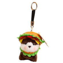 Porte-clés Animal en tissu fait à la main, Style Burger-brun