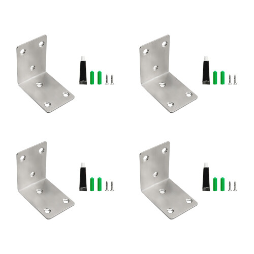 4Pcs Right Angles Fixed Bracket Stainless Steel-Silver 50mm