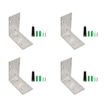 4Pcs Heavy Duty Stainless Steel Shelf Brackets L-Silver 85mm