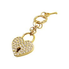 Lovely Jeweled Love Heart Keychain For Everyday Use Strong-Gold